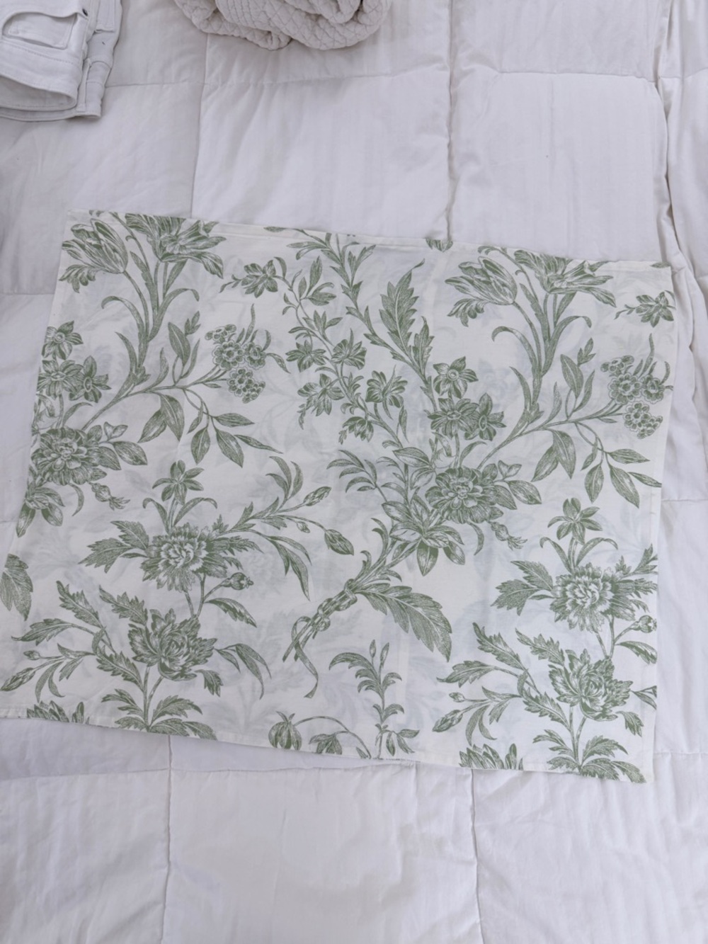 Laura Ashley Green Toile Floral Sham Standard Size